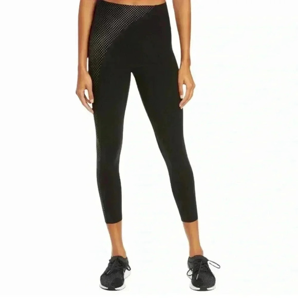 spanx asymmetrical reflective leggin vry blk/silver XS - Picture 1 of 10